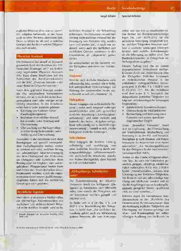 Vorschauseite 2: Physician Assistant in der Anästhesie „Neuer Wein in alten Schläuchen?