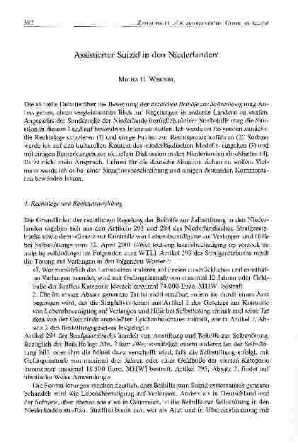 Vorschauseite 1: Assistierter Suizid in den Niederlanden
