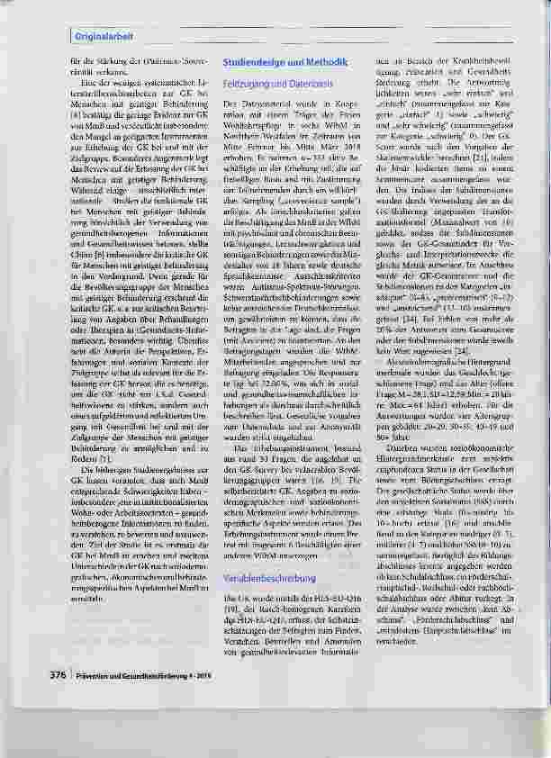 Vorschauseite 2: Gesundheitskompetenz von Menschen mit Behinderung