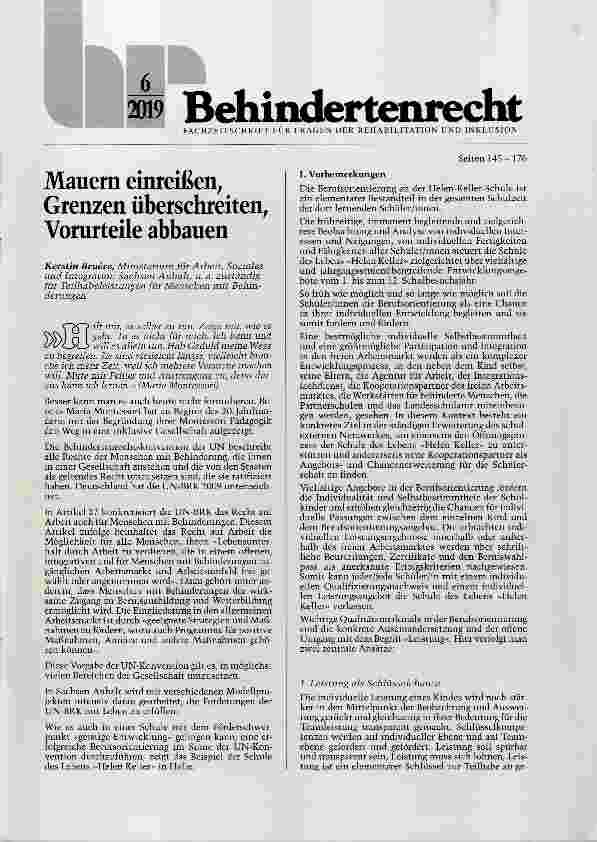 Vorschauseite 1: Mauern einreißen, Grenzen überschreiten, Vorurteile abbauen
