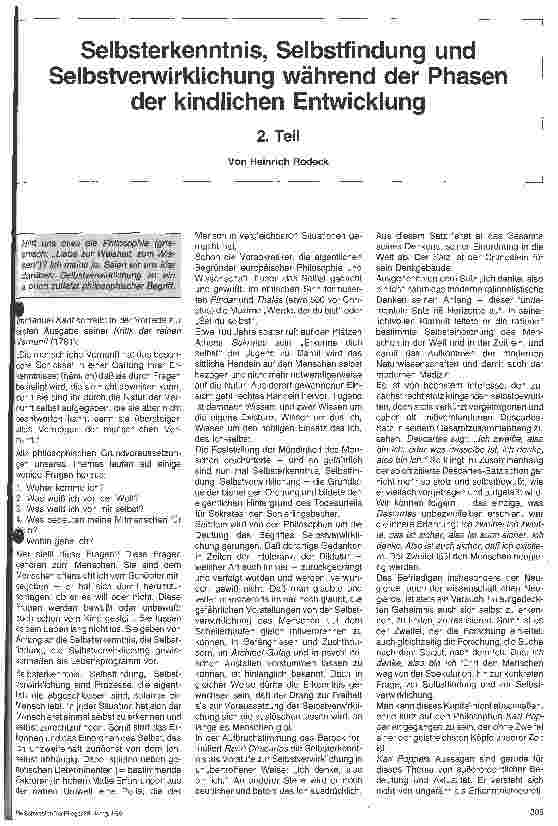 Vorschauseite 1: Selbsterkenntnis, Selbstfindung und Selbstentwicklung während der Phasen der kindlichen Entwicklung
