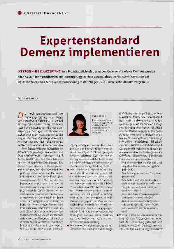 Vorschauseite 1: Expertenstandard Demenz implementieren