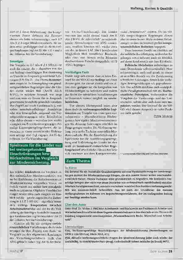 Vorschauseite 6: „Sozialhilfe neu“ viele Verschärfungen, aber wenig Vereinheitlichung
