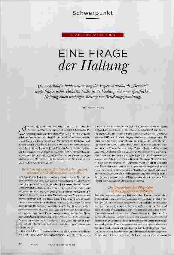 Vorschauseite 1: EINE FRAGE der Haltung