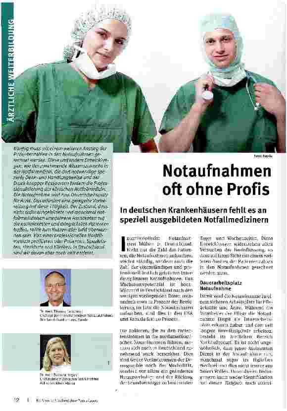 Vorschauseite 1: Notaufnahmen oft ohne Profis