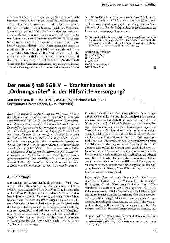 Vorschauseite 1: Der neue § 128 SGB V - Krankenkassen als „Ordnungshüter in der Hilfsmittelversorgung?