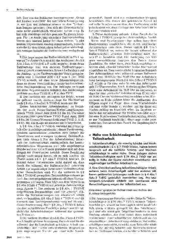 Vorschauseite 1: Höhe von Schichtzulagen bei Teilzeitarbeit