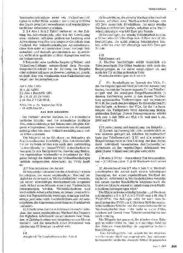 Vorschauseite 2: Höhe von Schichtzulagen bei Teilzeitarbeit