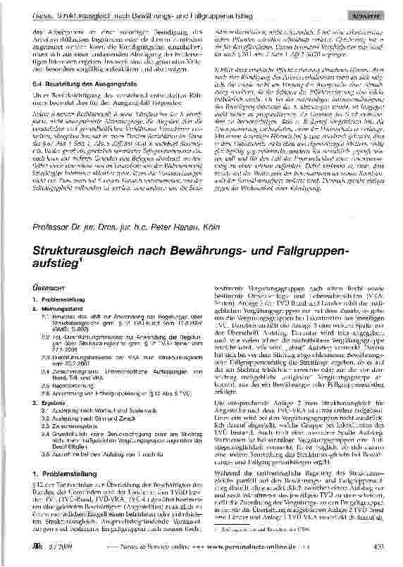 Vorschauseite 1: Strukturausgleich nach Bewährungsund Fallgruppenaufstieg