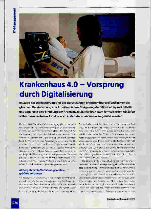 Vorschauseite 1: Krankenhaus 4.0 Vorsprung durch Digitalisierung