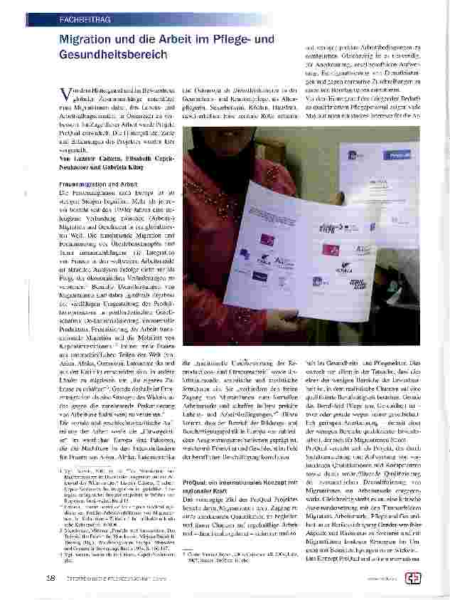 Vorschauseite 1: Migration und die Arbeit im Pflegeund Gesundheitsbereich