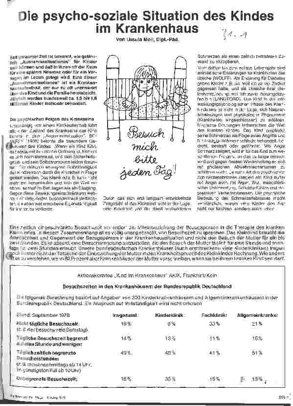 Vorschauseite 1: Die psycho-soziale Situation des Kindes im Krankenhaus