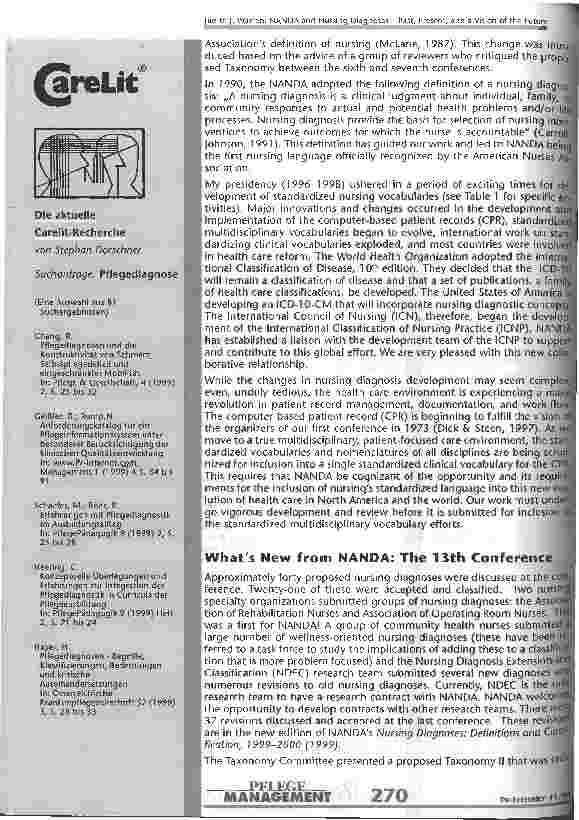Vorschauseite 3: NANDA und Nursing Diagnoses: Past, Present and a Vision of the Future