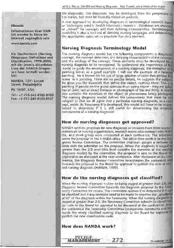 Vorschauseite 5: NANDA und Nursing Diagnoses: Past, Present and a Vision of the Future