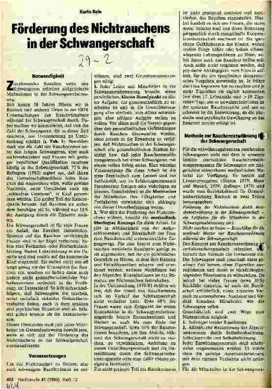 Vorschauseite 1: Förderung des Nichtrauchens in der Schwangerschaft