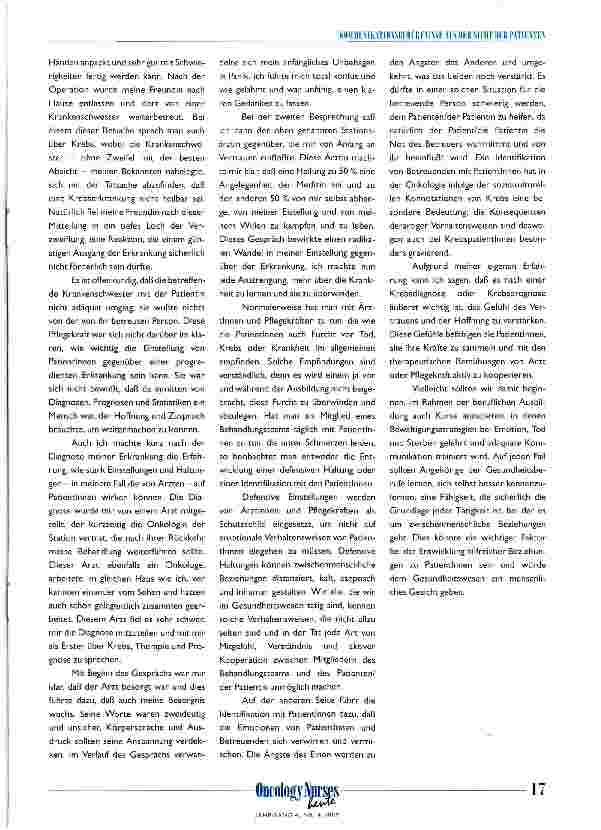 Vorschauseite 2: Kommunikationsbedürfnisse aus der Sicht der PatientInnen