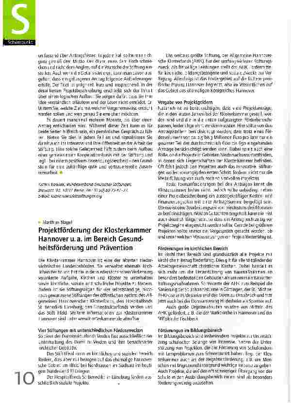 Vorschauseite 2: Stifterland Deutschland -Die Chance für Ihr Projekt?