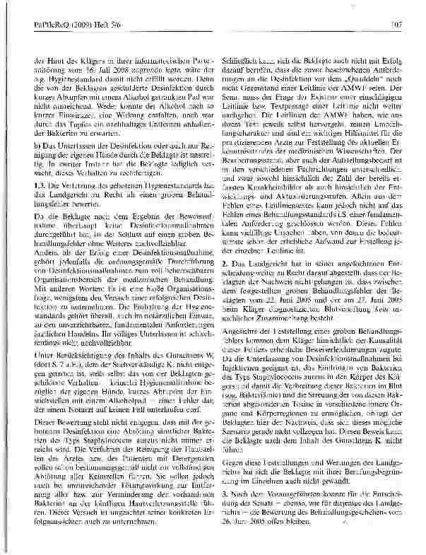 Vorschauseite 5: Mangelnder Hygienestandard bei Injektionen zieht Schmerzensgeldansprüche des Patienten nach sich