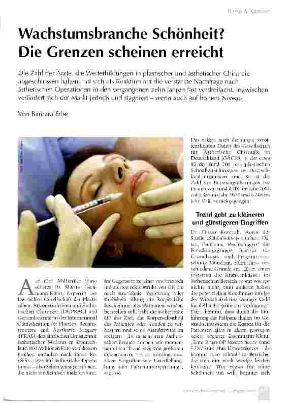 Vorschauseite 1: Wachstumsbranche Schönheit? Die Grenzen scheinen erreicht