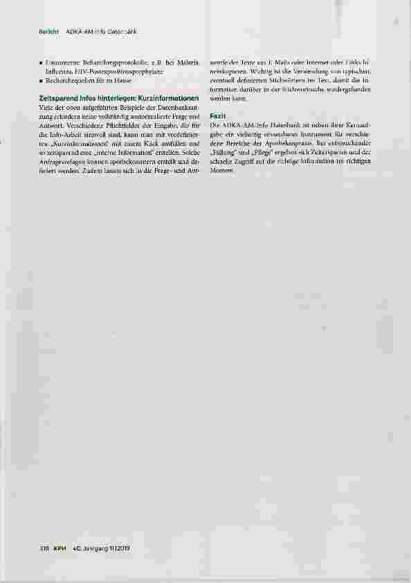 Vorschauseite 3: Dokumentation PLUS - wofür kann man die ADKA-AM-Info-Datenbank verwenden?