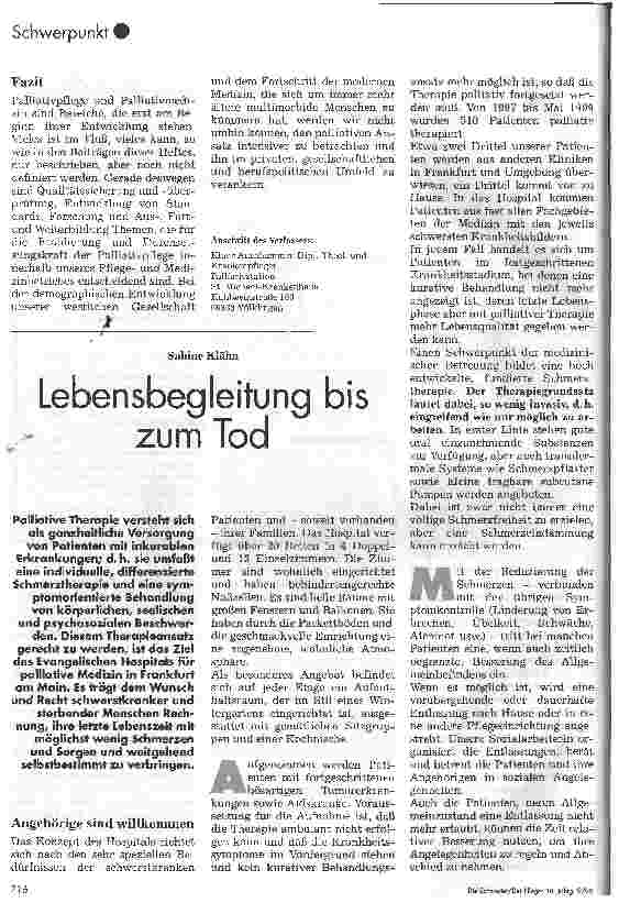 Vorschauseite 1: Lebensbegleitung bis zum Tod
