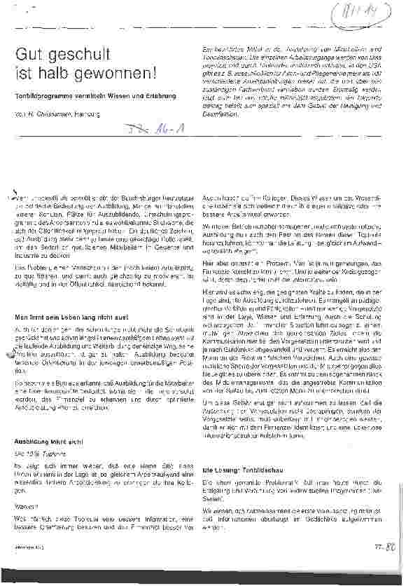 Vorschauseite 1: Gut geschult ist halb gewonnen! Tonbildprogramme vermitteln Wissen und Erfahrung