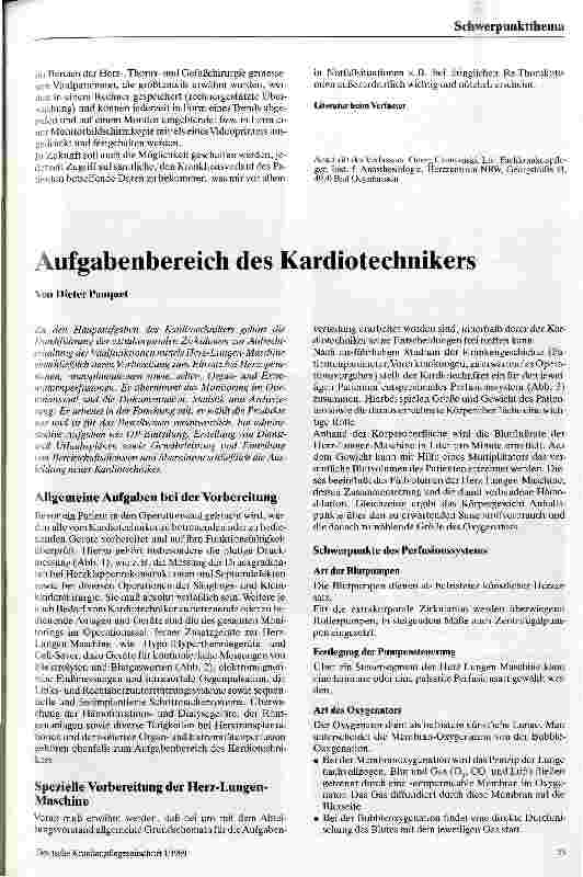 Vorschauseite 1: Aufgabenbereich des Kardiotechnikers