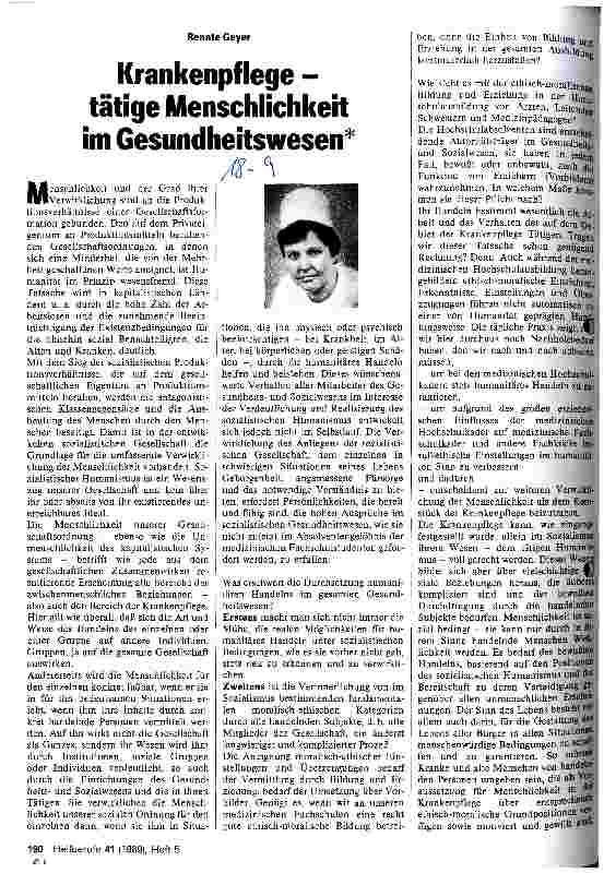 Vorschauseite 1: Krankenpflege - tätige Menschlichkeit im Gesundheitswesen