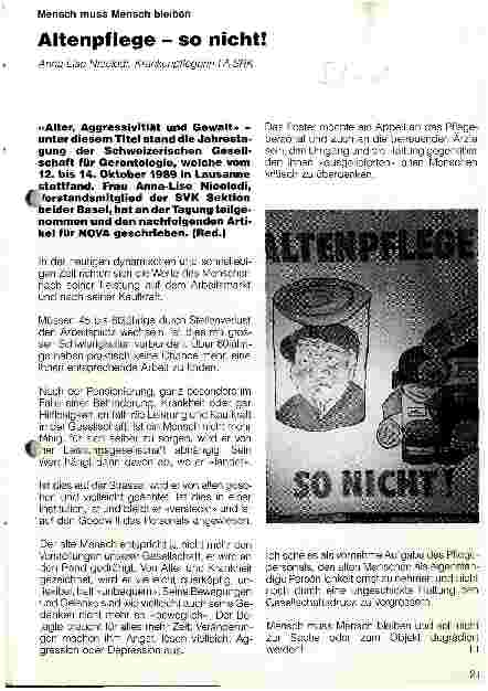 Vorschauseite 1: Altenpflege - so nicht! Mensch muß Mensch bleiben