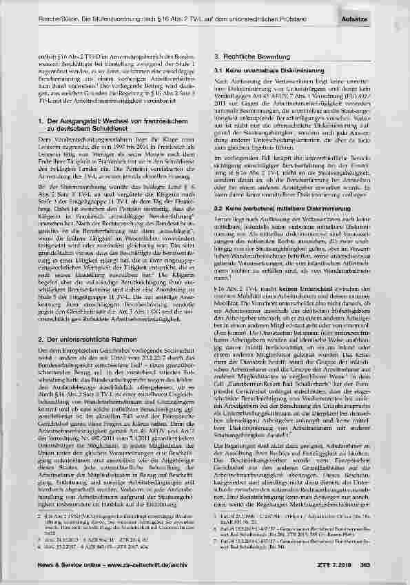 Vorschauseite 2: Die Stufenzuordnung nach §16 Abs. 2 TV-L auf dem unionsrechtlichen Prüfstand