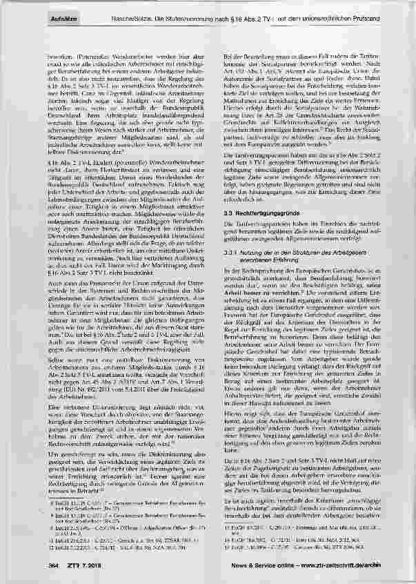 Vorschauseite 3: Die Stufenzuordnung nach §16 Abs. 2 TV-L auf dem unionsrechtlichen Prüfstand