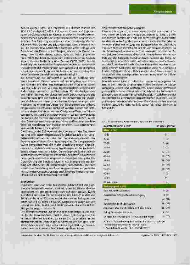 Vorschauseite 3: Der Einfluss von soziodemografischen und therapiebezogenen Faktoren auf die Klientenzufriedenheit mit der Ergotherapie in einem psychosozialen Rehabilitationszentrum