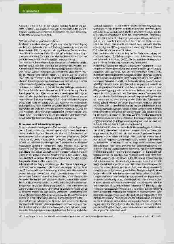 Vorschauseite 4: Der Einfluss von soziodemografischen und therapiebezogenen Faktoren auf die Klientenzufriedenheit mit der Ergotherapie in einem psychosozialen Rehabilitationszentrum