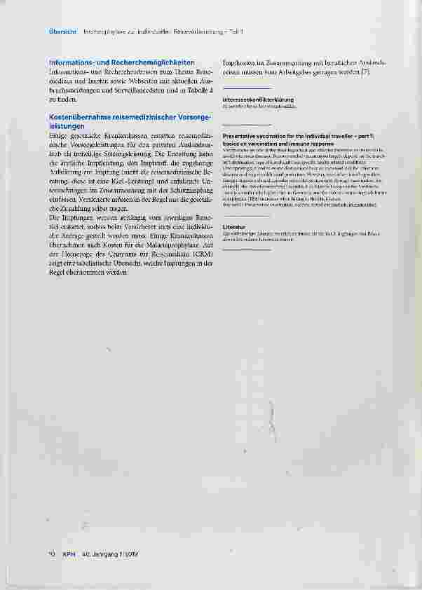 Vorschauseite 5: Impfprophylaxe zur individuellen Reisevorbereitung Teil 1: Impfgrundlagen und Erstellung eines Reiseimpfplans