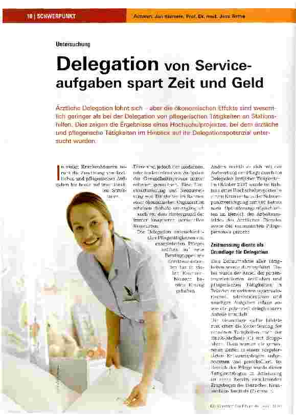 Vorschauseite 1: UntersuchungDelegation von Serviceaufgaben spart Zeit und Geld