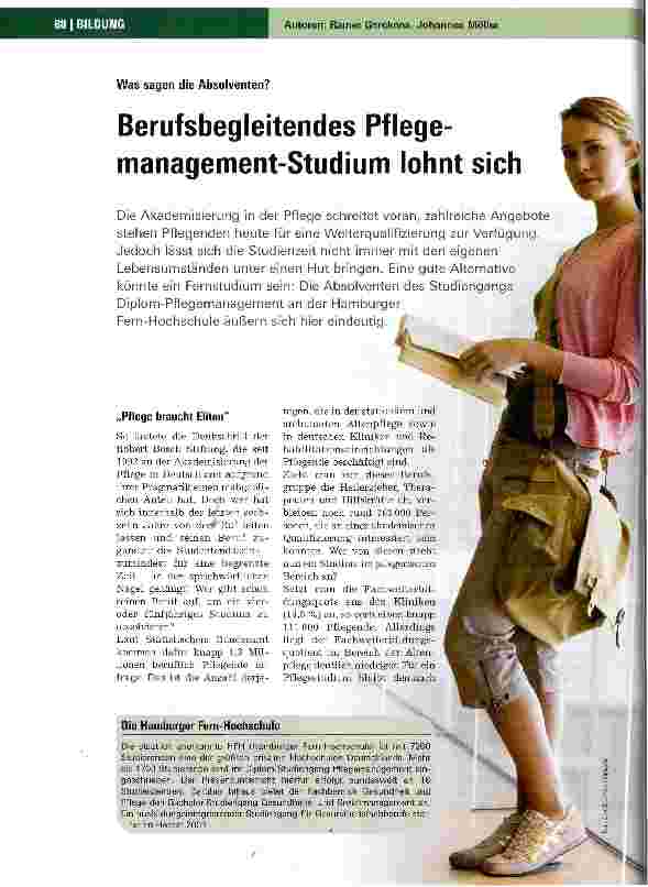 Vorschauseite 1: Was sagen die Absolventen?Berufsbegleitendes Pflegemanagement-Studium lohnt sich