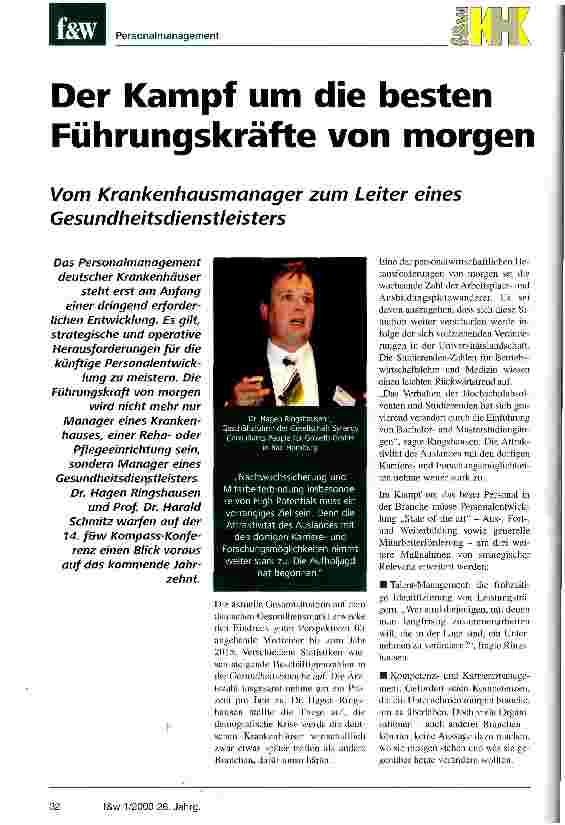 Vorschauseite 1: Der Kampf um die besten Führungskräfte von morgenVom Krankenhausmanager zum Leiter eines Gesundheitsdienstleisters