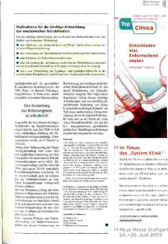 Vorschauseite 5: Bedarf an medizinischer Rehabilitation nimmt zuRehabilitative Leistungen werden teurer durch zunehmende Chronizität und medizinischtechnischen Fortschritt