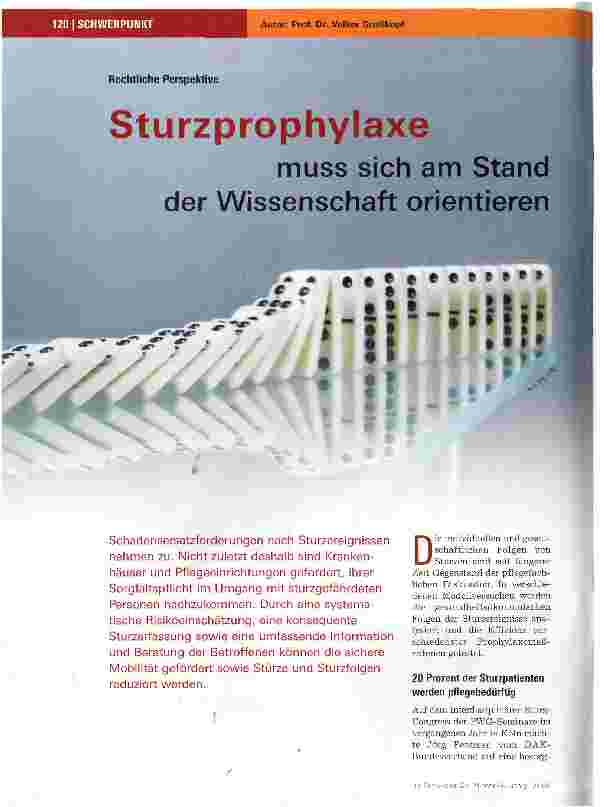 Vorschauseite 1: Sturzprophylaxe muss sich am Stand der Wissenschaft orientieren
