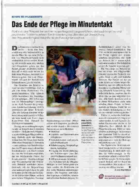 Vorschauseite 1: Das Ende der Pflege im Minutentakt