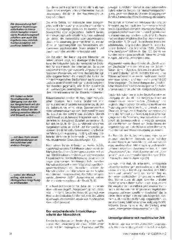 Vorschauseite 2: Evolution, UmweltPhilosophie des gemeinsamen biotischen Systems Mensch - Umwelt