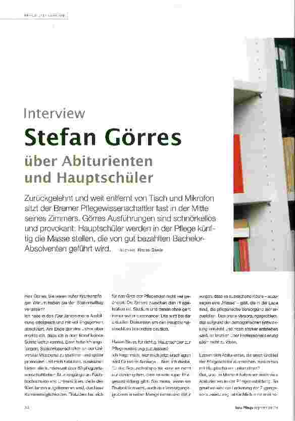 Vorschauseite 1: Interview Stefan Görres über Abiturienten und Hauptschüler