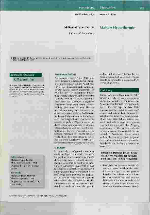 Vorschauseite 1: Maligne Hyperthermie