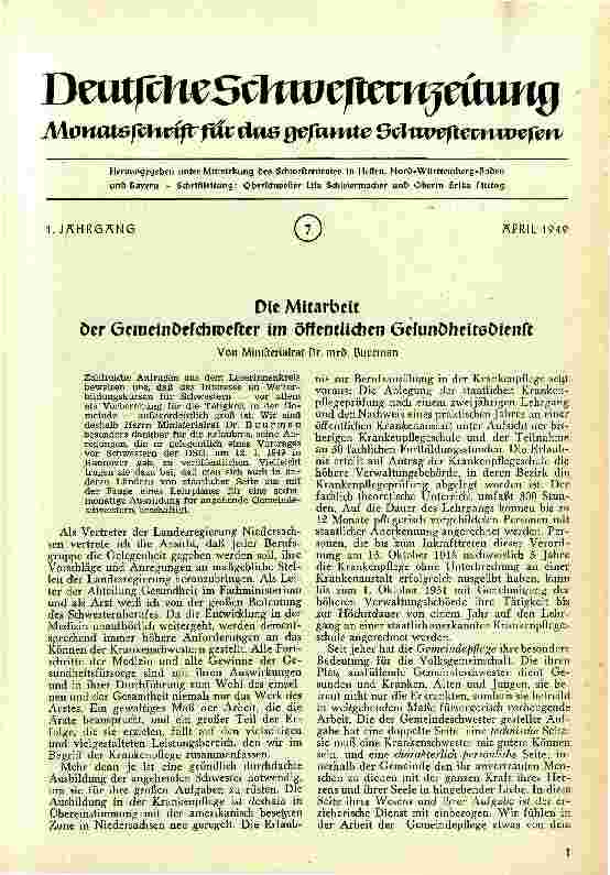Vorschauseite 1: Die Mitarbeit der Gemeindeschwester im öffentlichen Gesundheitsdienst