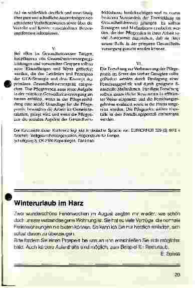 Vorschauseite 4: Europäische Pflegekonferenz der WHO Wien 21. - 24. Juni 1988