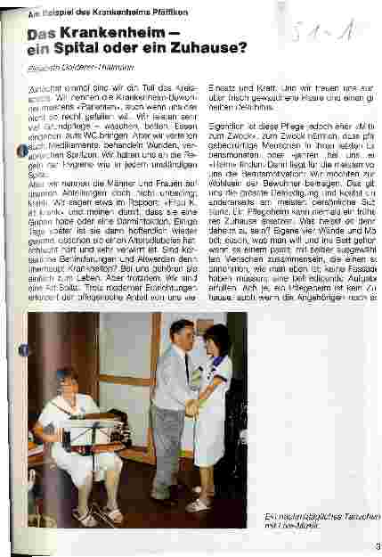Vorschauseite 1: Das Krankenheim - ein Spital oder ein Zuhause? Am Beispiel des Krankenheims Pfäffikon