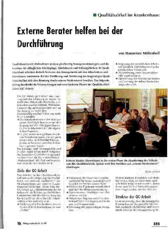 Vorschauseite 1: Qualitätszirkel im Krankenhaus Externe Berater helfen bei der Durchführung