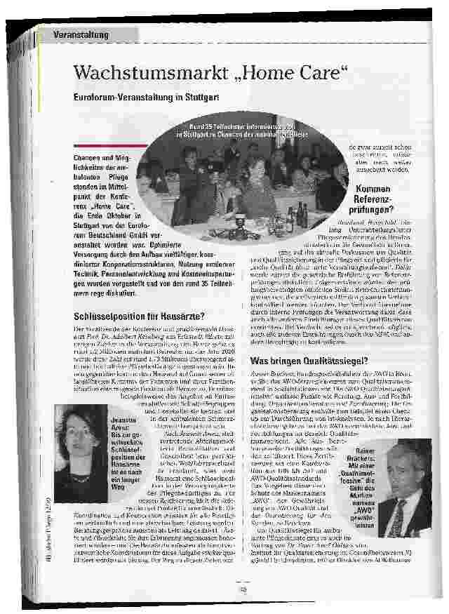 Vorschauseite 1: Wachstumsmarkt Home Care Euroforum-Veranstaltung in Stuttgart