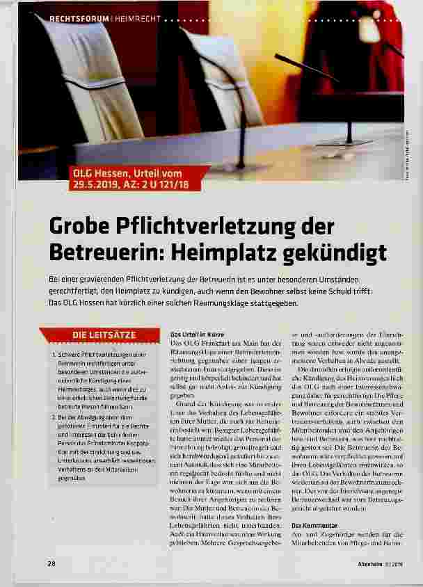 Vorschauseite 1: Grobe Pflichtverletzung der Betreuerin: Heimplatz gekündigt