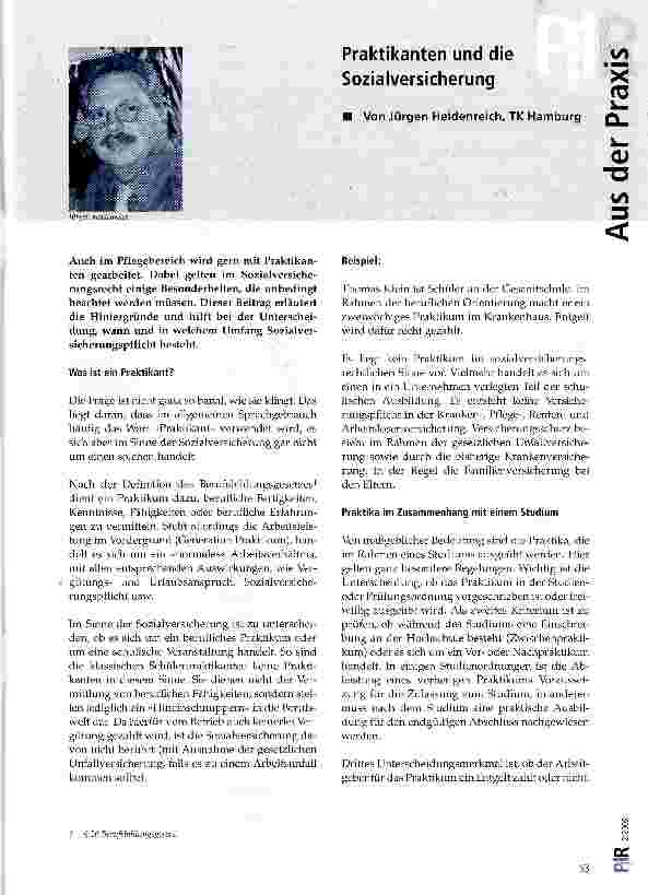 Vorschauseite 1: Praktikanten und die Sozialversicherung
